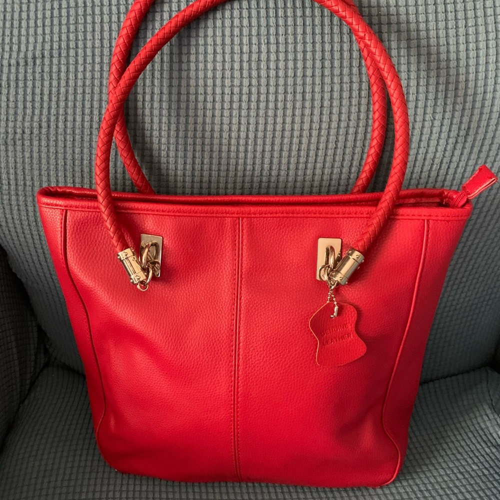 Large Red Leather Handbag